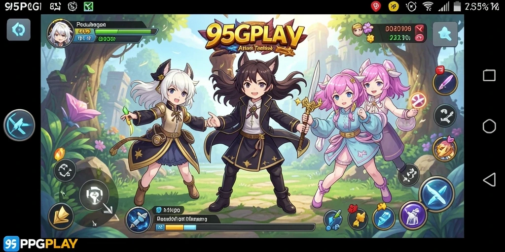 Tampilan gameplay anime yang memukau dan karakter yang dinamis.