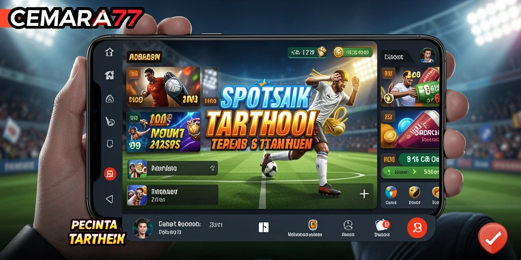 Screenshot utama CEMARA77 menampilkan fitur taruhan olahraga yang menarik.