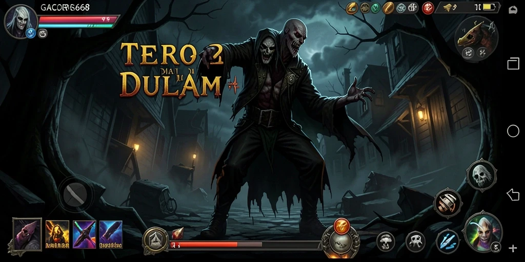 Screenshot gameplay <strong>GACOR668</strong> yang menampilkan suasana mencekam di lingkungan horor.