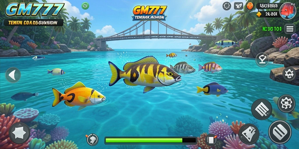 Tampilan screenshot GM777 dengan gameplay Tembak Ikan yang menarik.