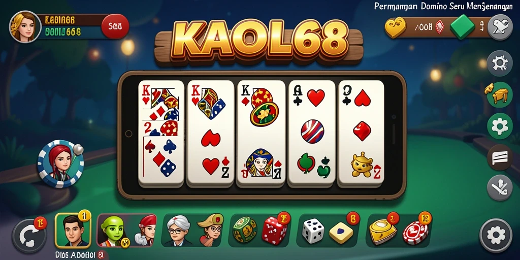 Screenshot utama KAOL68 yang menunjukkan aksi seru permainan Domino.
