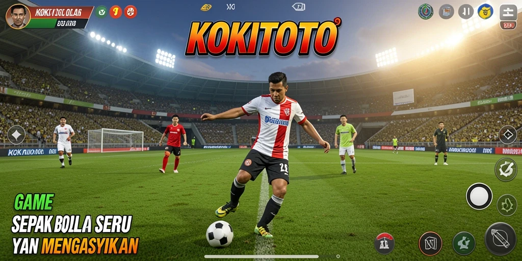 Tampilan screenshot KOKITOTO menampilkan aksi pertandingan sepak bola yang seru.
