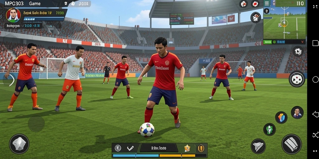 Tangkapan layar MPO303 menampilkan momen seru dalam pertandingan sepak bola.