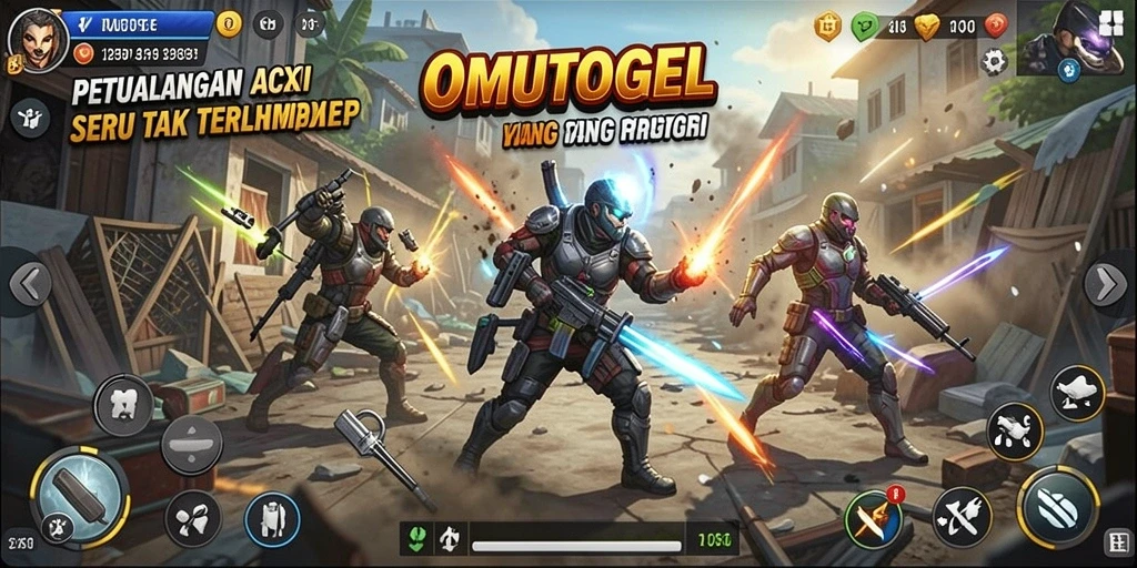 Tangkapan layar utama menampilkan aksi seru dalam permainan OMUTOGEL.