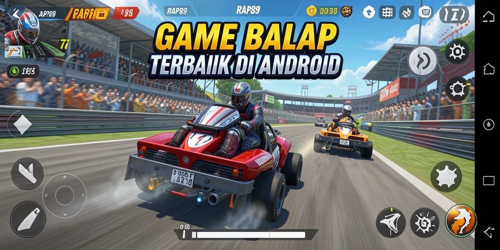 Tangkapan layar menampilkan aksi balap seru di RAP89.