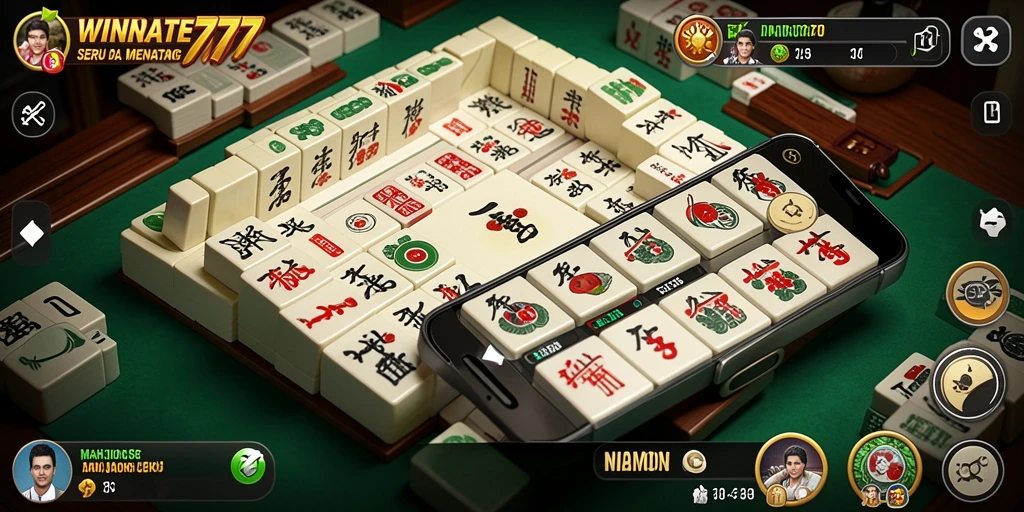 Tangkapan layar dari gameplay seru WINRATE777 yang menampilkan papan Mahjong.
